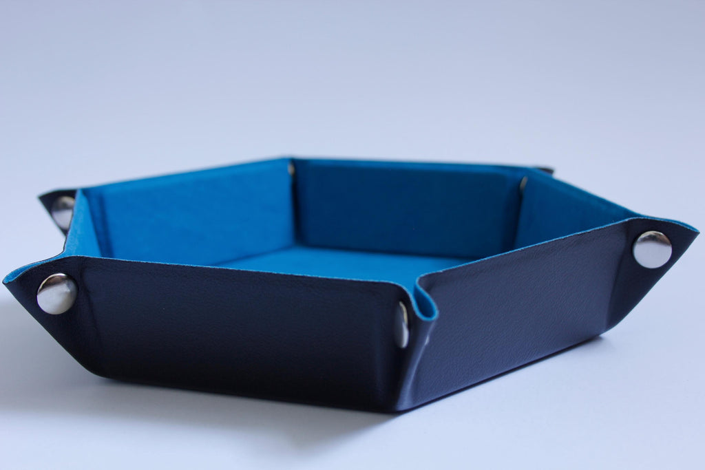 Blue Fold Up Hex Dice Tray Portable Dice Tray Board Game Gift Storage