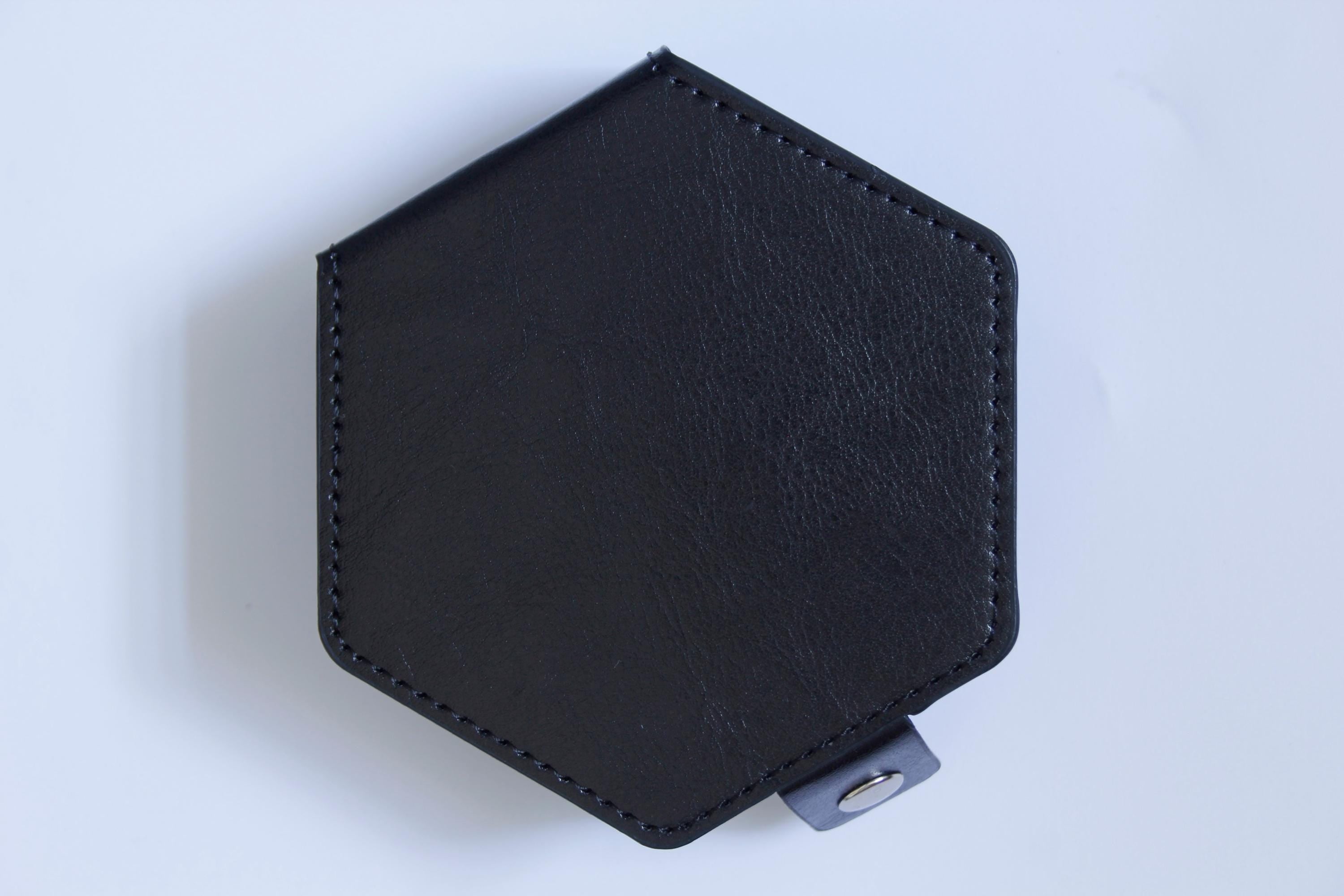 Black Faux Leather Hex Dice Holder Portable Dice Storage Gift Polyhedral Dice