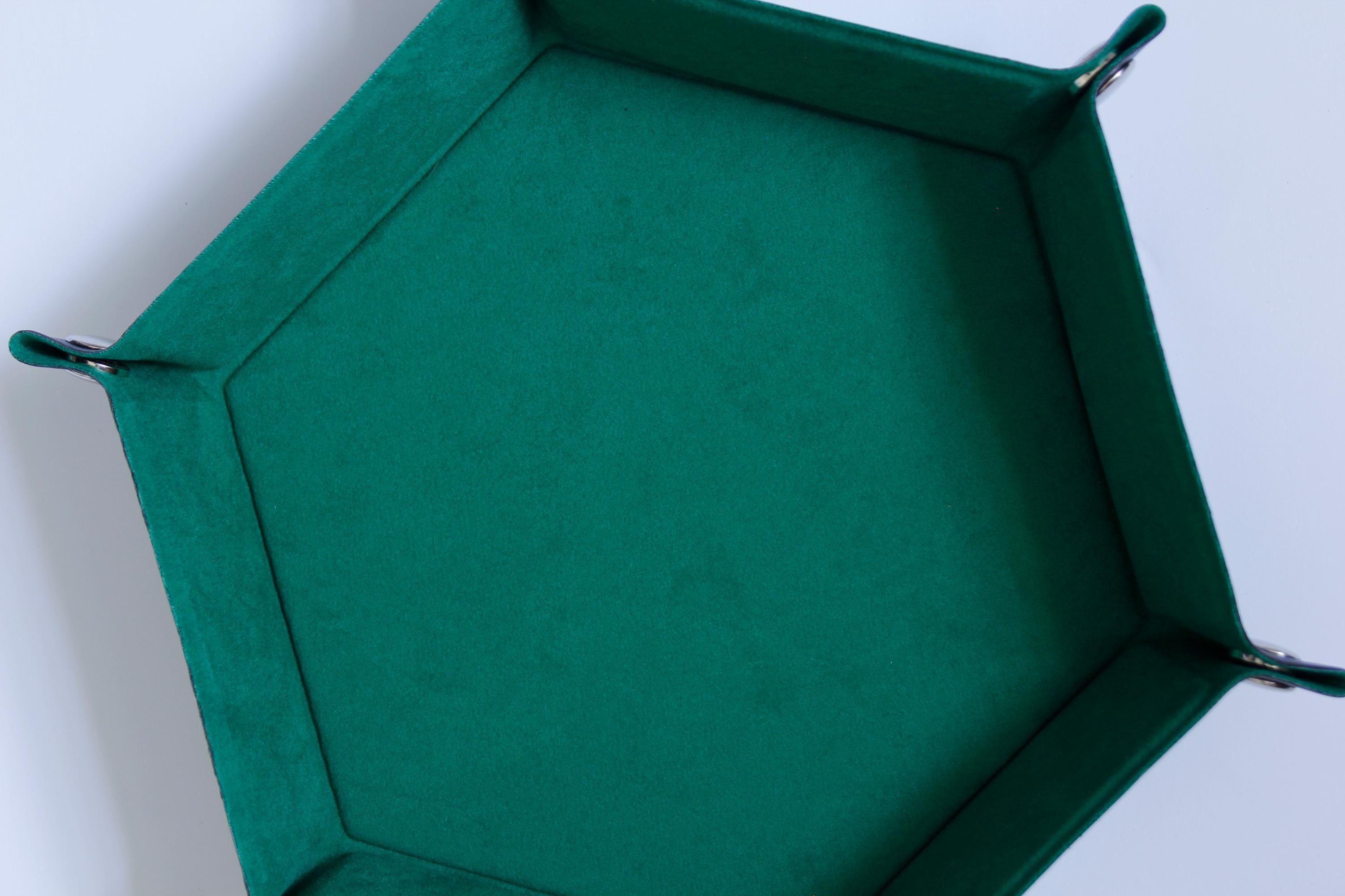 Green Fold Up Hex Dice Tray Portable Dice Tray Board Game Gift Storage