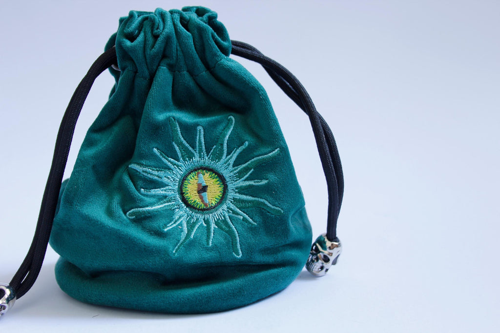 Green Embroidered Eye Dice Bag Draw String Storage Gifts Board Games