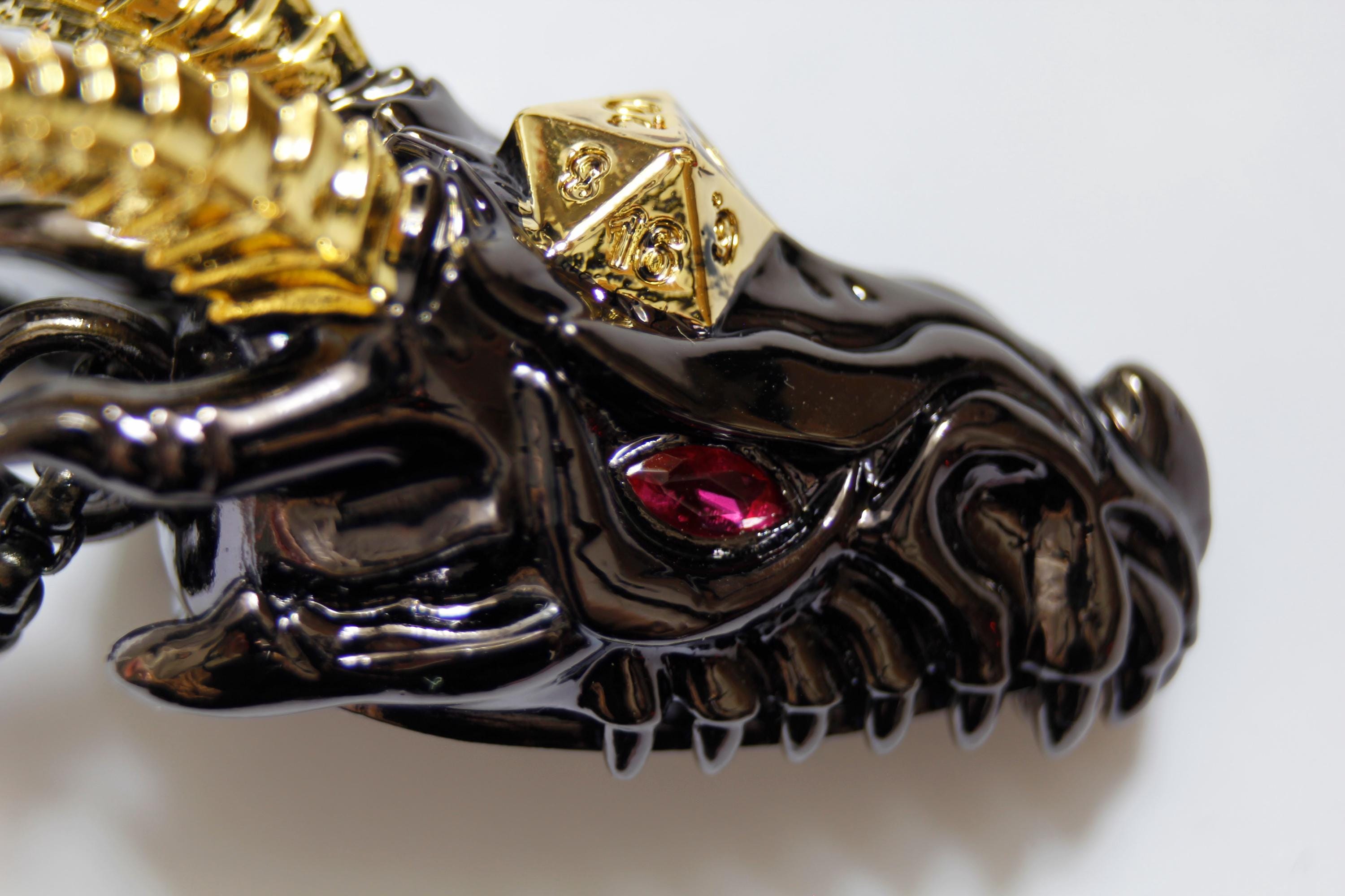 Dragon Head Dice Necklace | RPG Polyhedral Dice Pendant | Tabletop Gaming Jewellery | Fantasy Roleplay Gift for Gamers