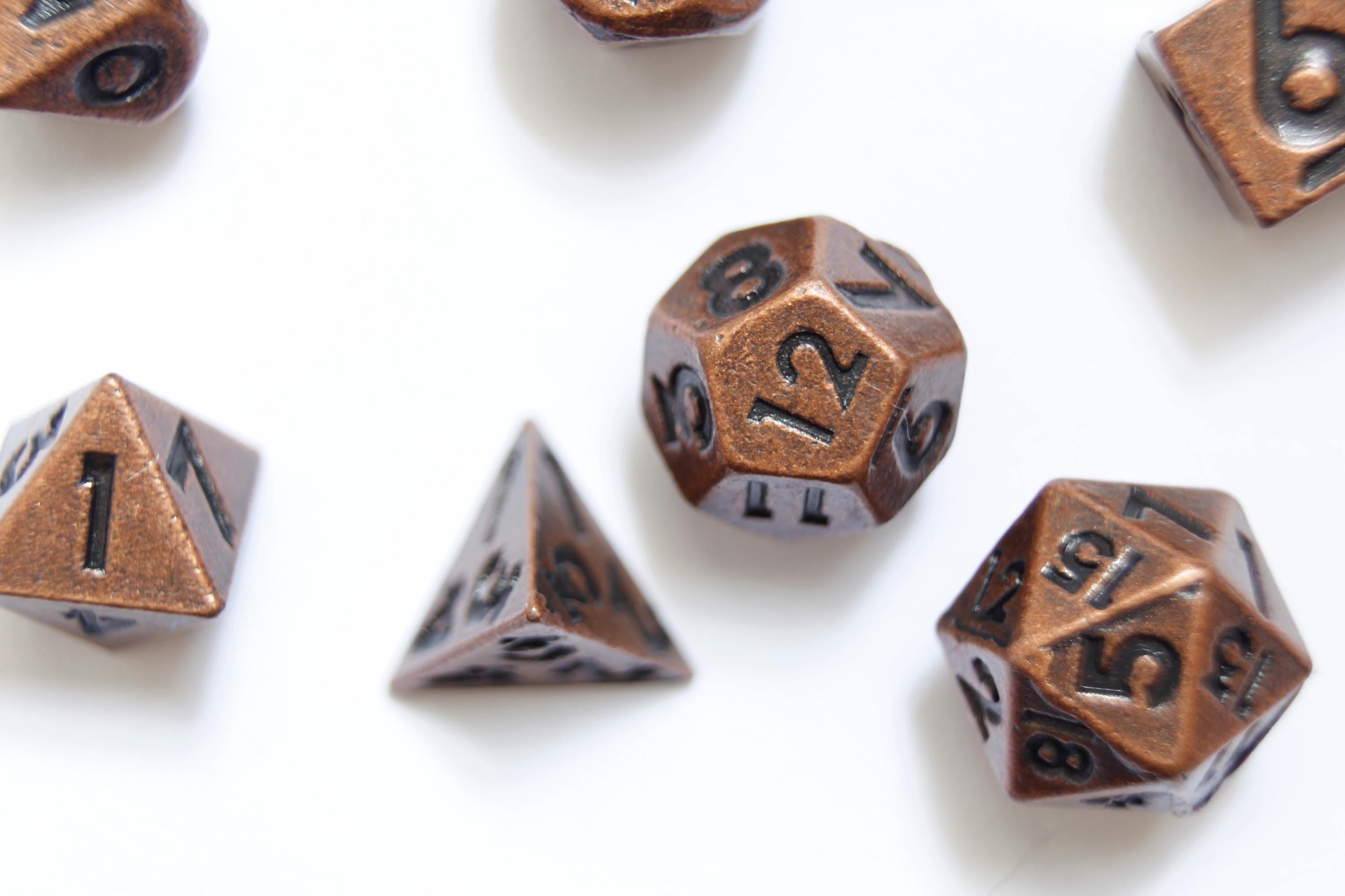 Copper Dice Keychain with Mini Dice Set – D&D RPG Accessory