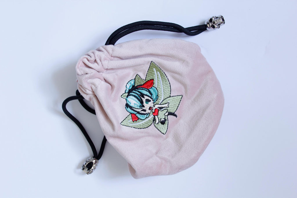 Fairy Drawstring Pouch Embroidered Velvet Bag Dice Storage Organisation