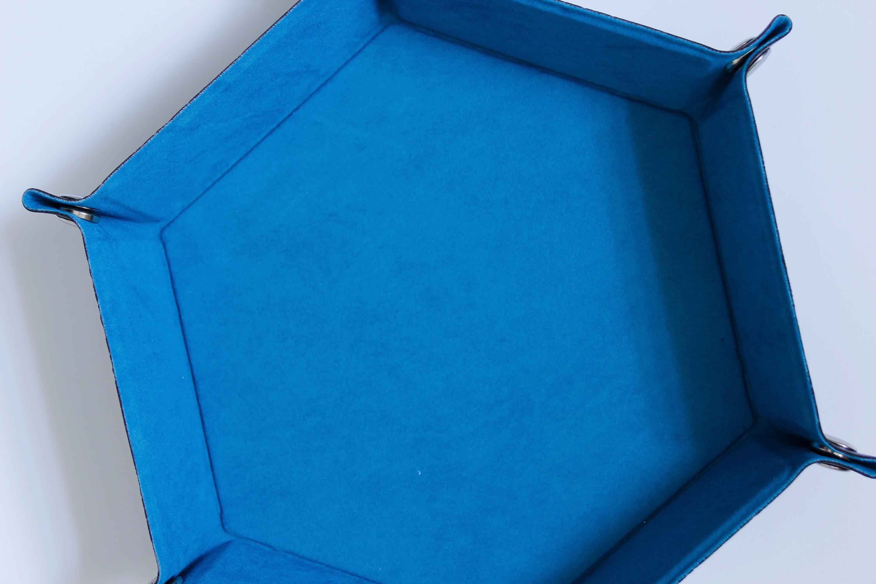 Blue Fold Up Hex Dice Tray Portable Dice Tray Board Game Gift Storage