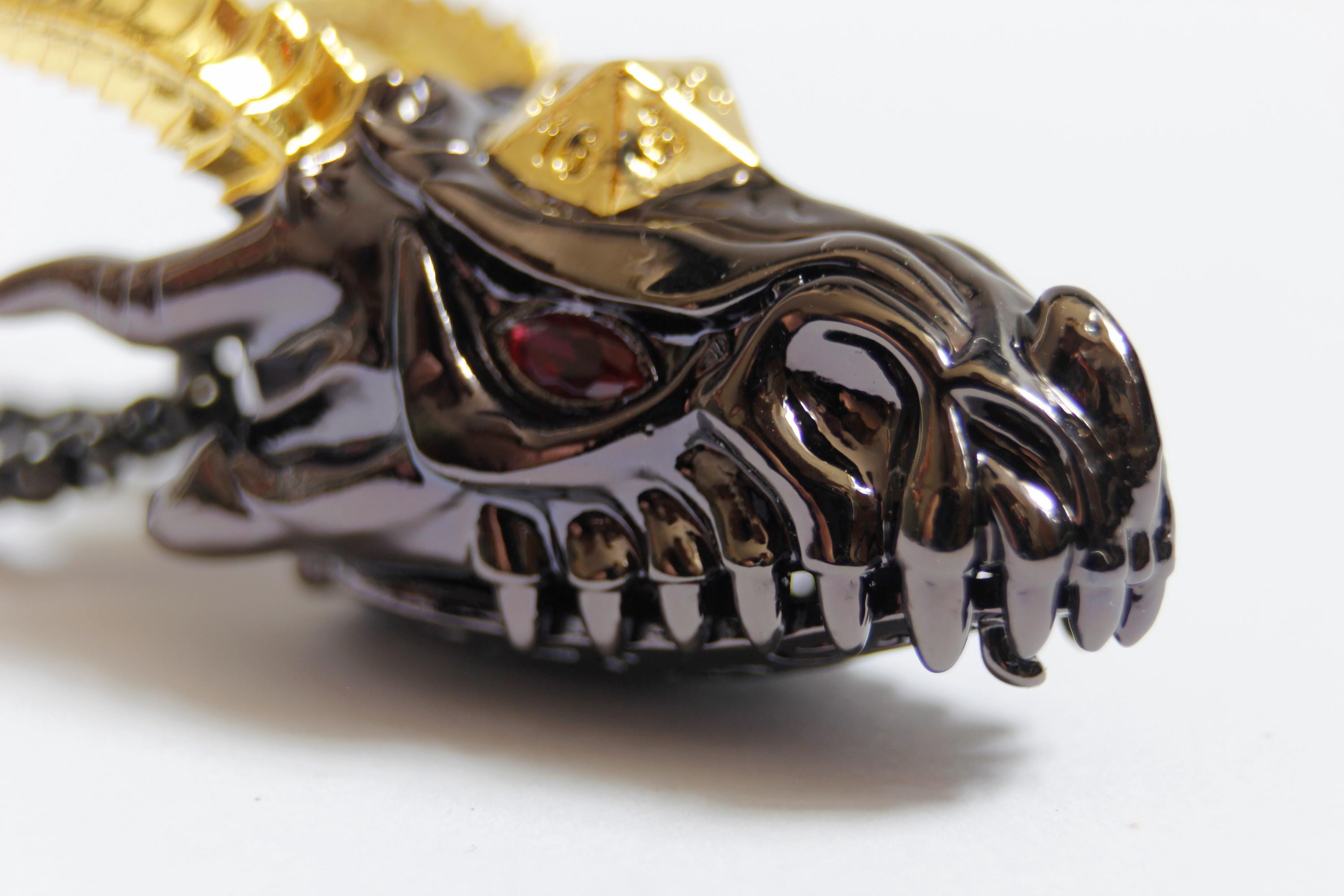 Dragon Head Dice Necklace | RPG Polyhedral Dice Pendant | Tabletop Gaming Jewellery | Fantasy Roleplay Gift for Gamers