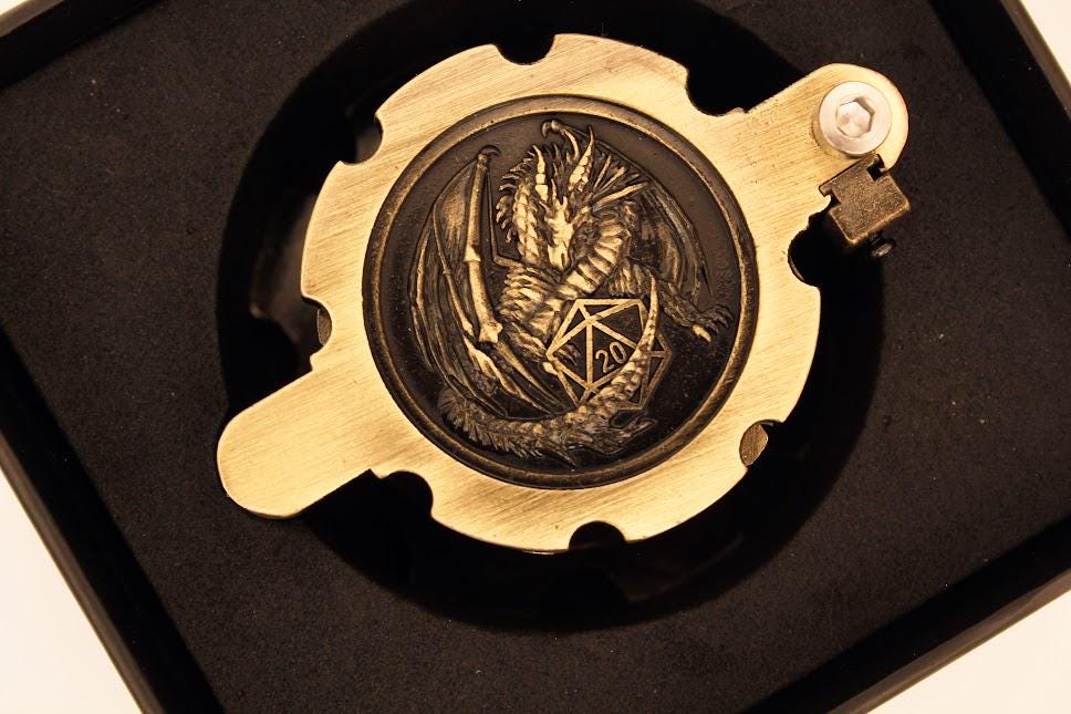 Ancient Brass Bullet Dice Set with Revolver Case Metal D&D Dice Spinning Hex Chamber RPG Dice Gift Fidget Toy Steampunk Gifts Collectable