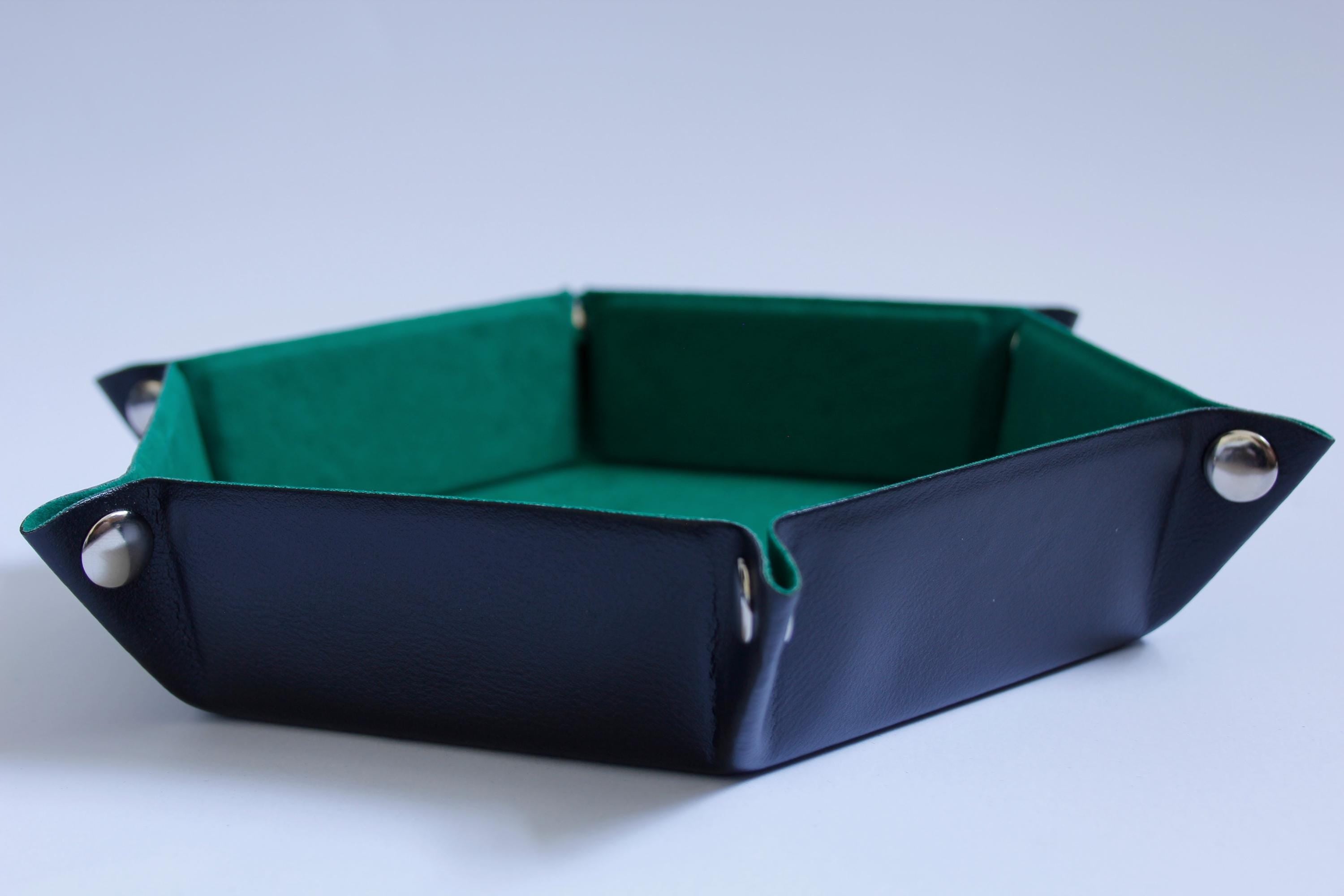 Green Fold Up Hex Dice Tray Portable Dice Tray Board Game Gift Storage