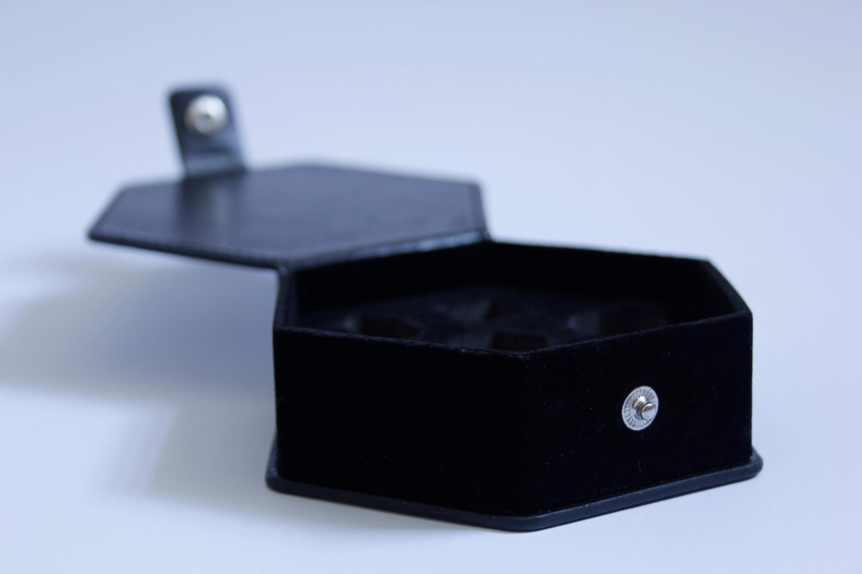 Black Faux Leather Hex Dice Holder Portable Dice Storage Gift Polyhedral Dice